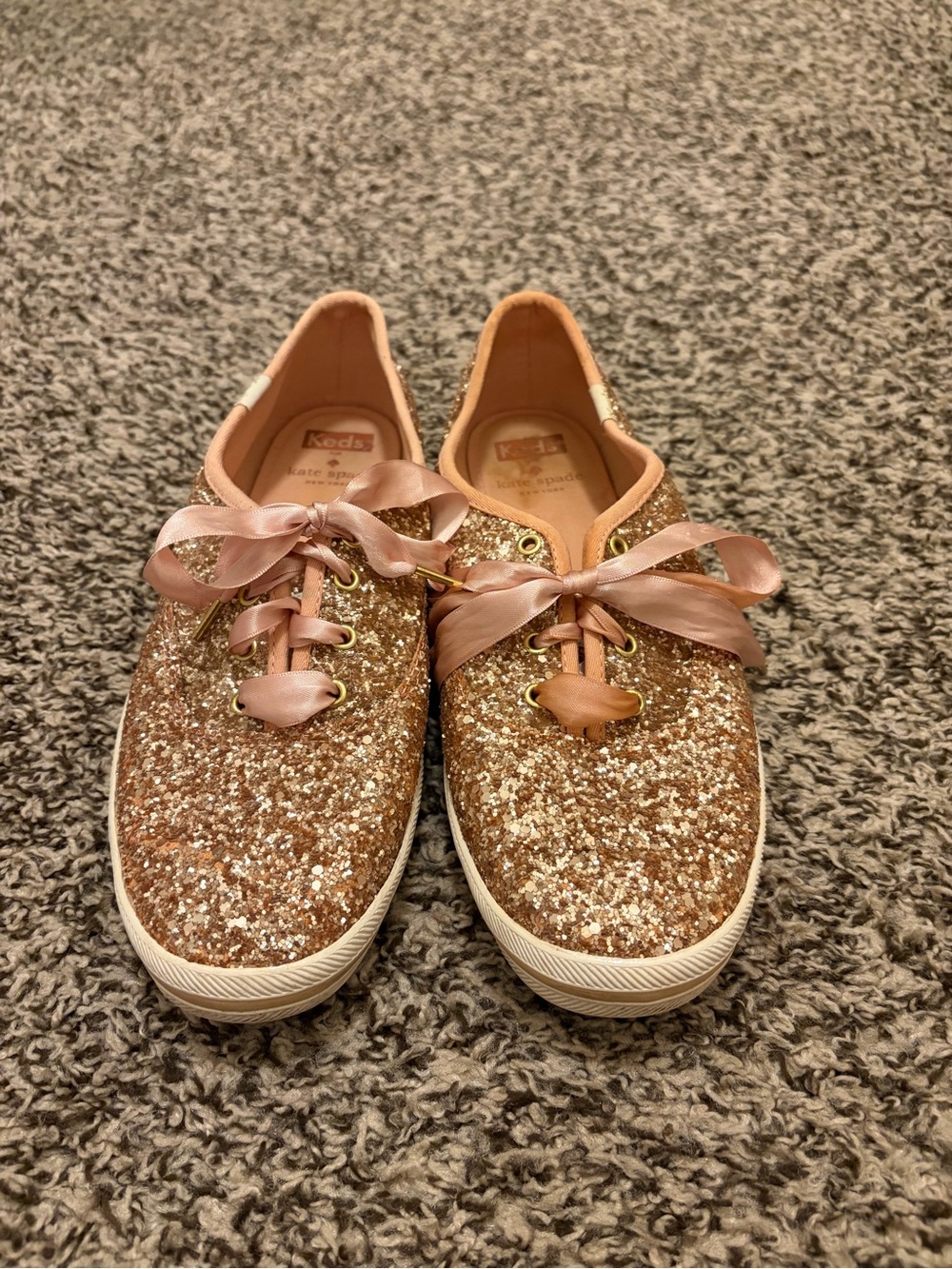 kate spade Rose Gold Glitter Low-Top Sneakers
